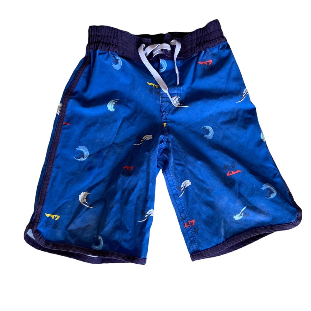 Hanna Andersson Boy’s Swim Trunks Shorts Surfing Print Blue Sz 5 years old pool